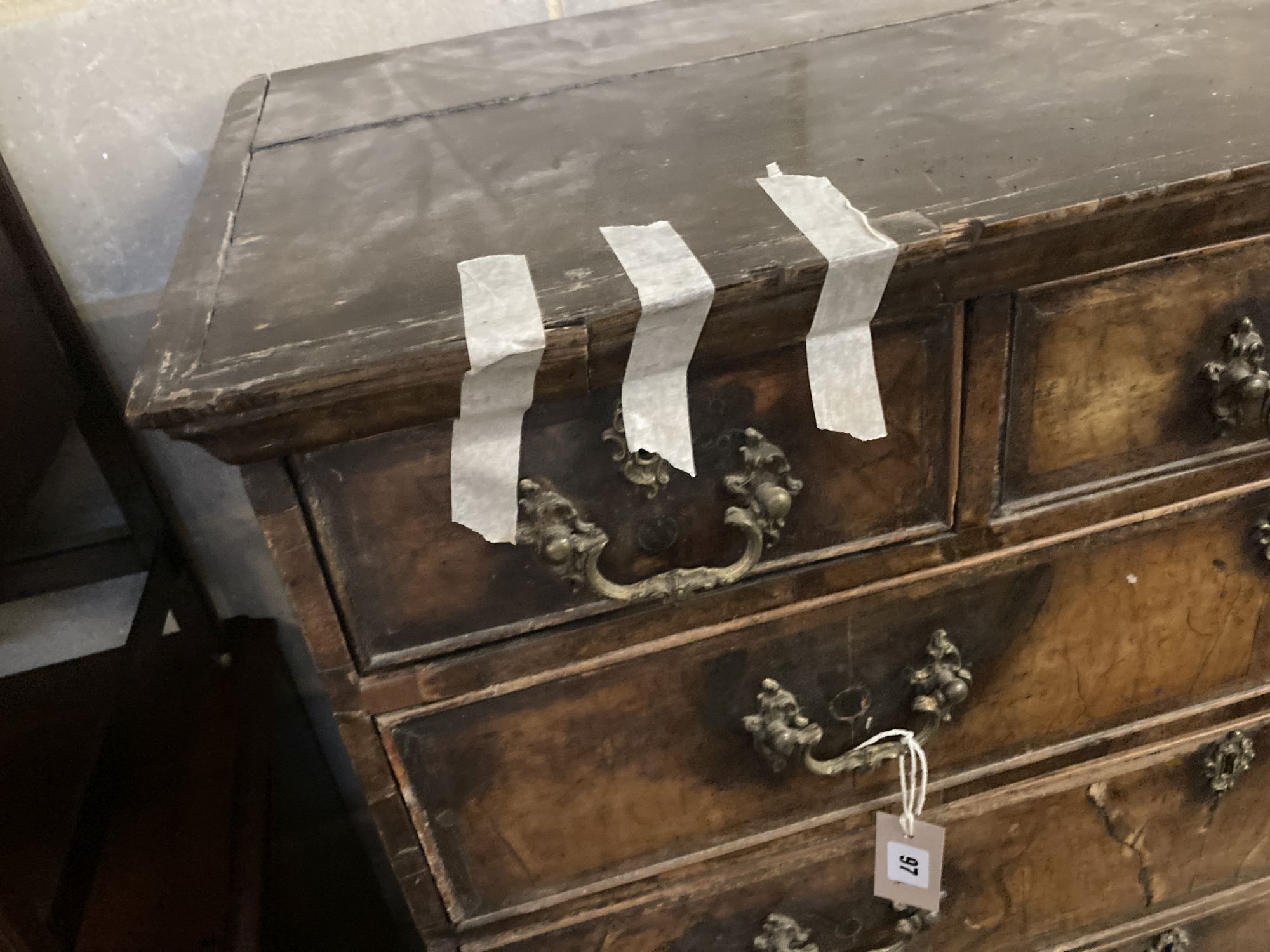 A Queen Anne walnut chest on stand, width 100cm depth 53cm height 131cm